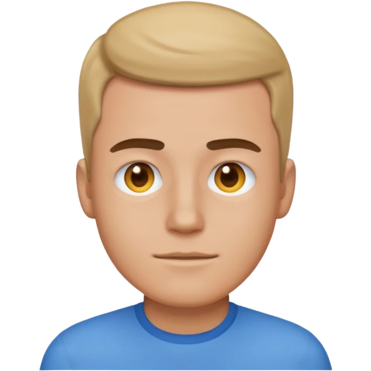 make him a normal man emoji and try to make it look just like him with no mistakes with a blue shirt emoji