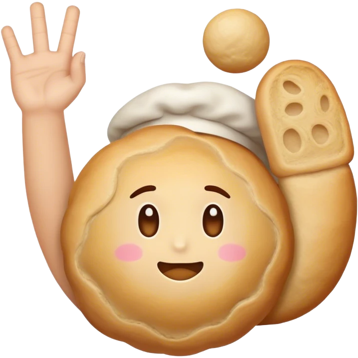 A raw ball of dough doing a salute emoji
