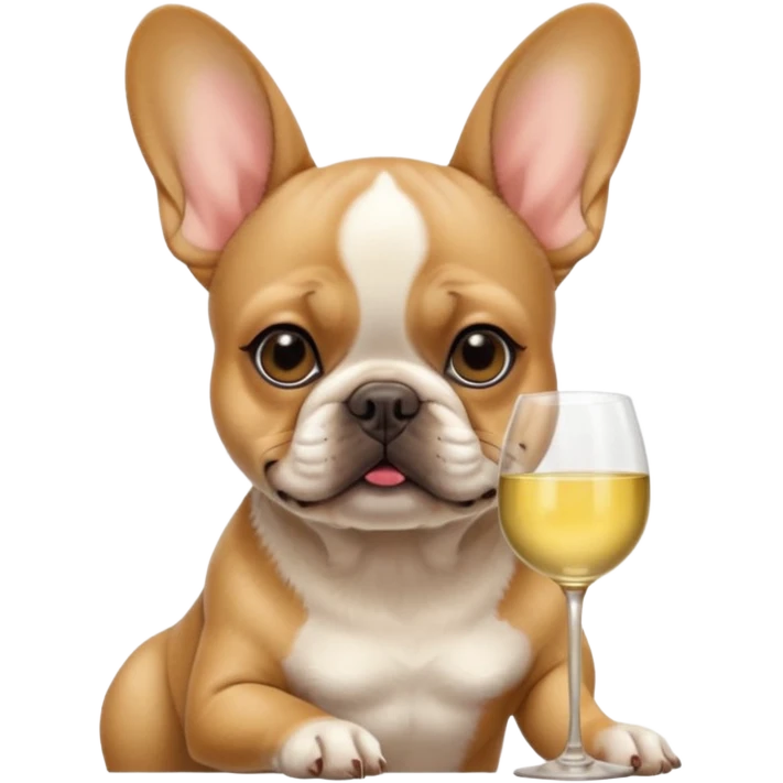Female Fawn FRENCH BULLDOG drinking- white wine emoji