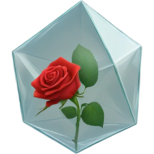 Red Rose in glass octahedron emoji