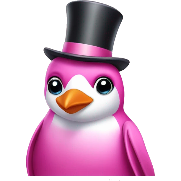 Top hat Pink penguin  emoji