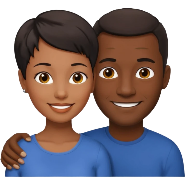 mixte couple black girl  with very short hair , dark haired white man around 40 years old emoji