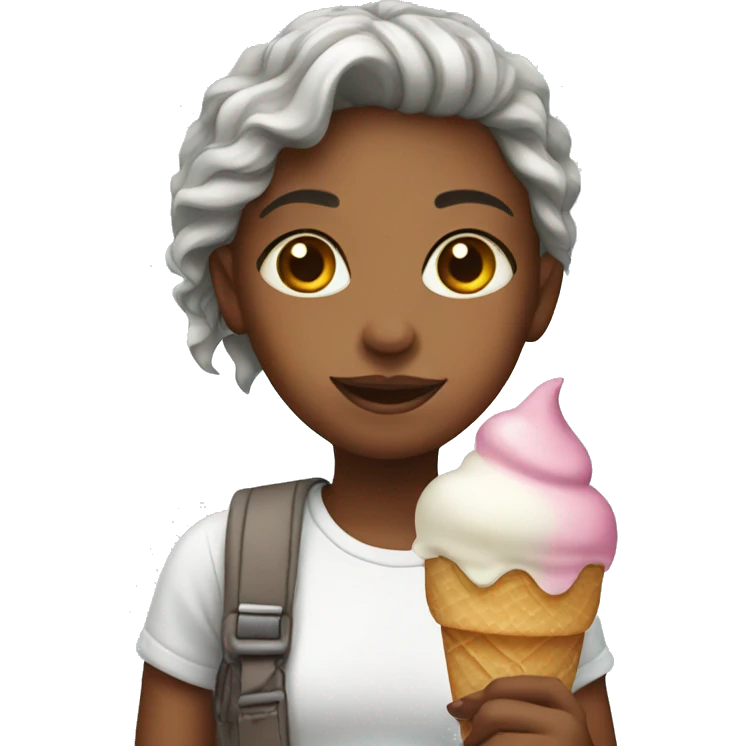 a girl with ice cream emoji