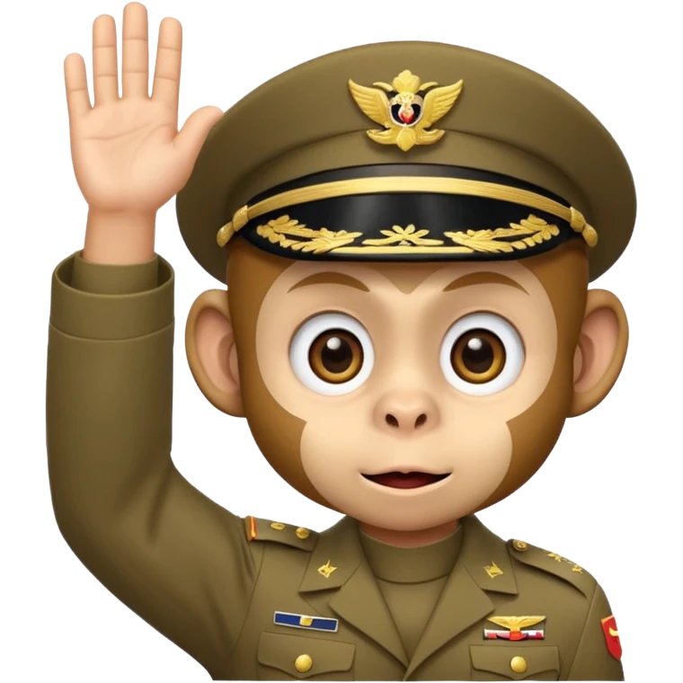 cute monkey face giving a military salute, clear gesture and big eyes, classic emoji style 🫡 emoji