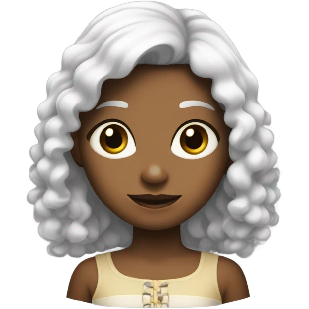 Uma menina de cabelo preto e franja emoji