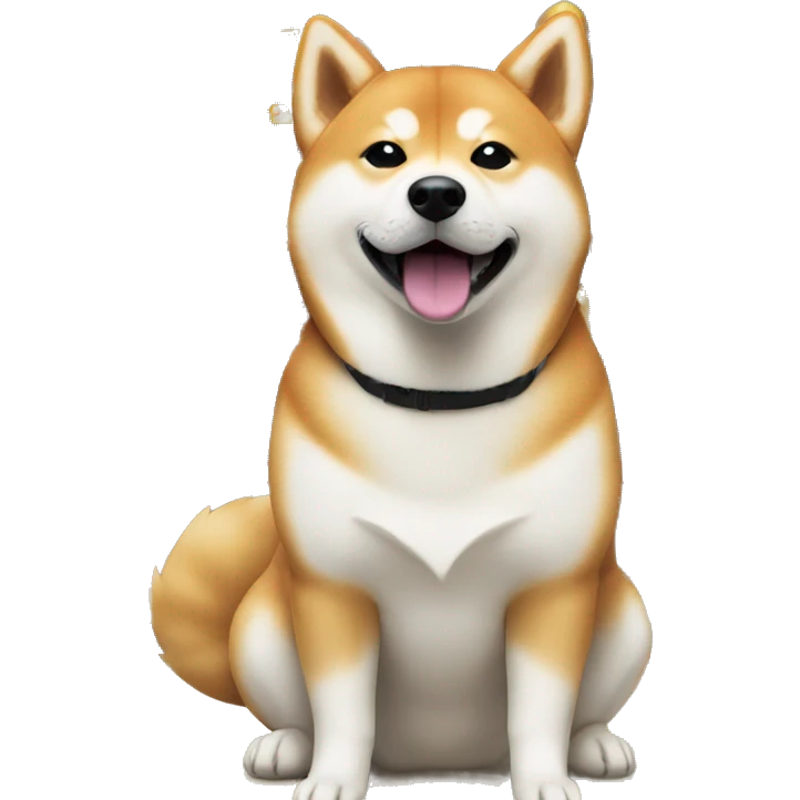 A Shiba Inu in front of a vending machine emoji