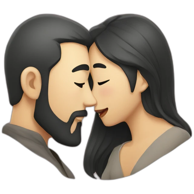 bearded-man-kiss-asian-woman emoji