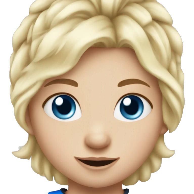 Baby girl with blond hair and blue eyes is playing ice hockey emoji
