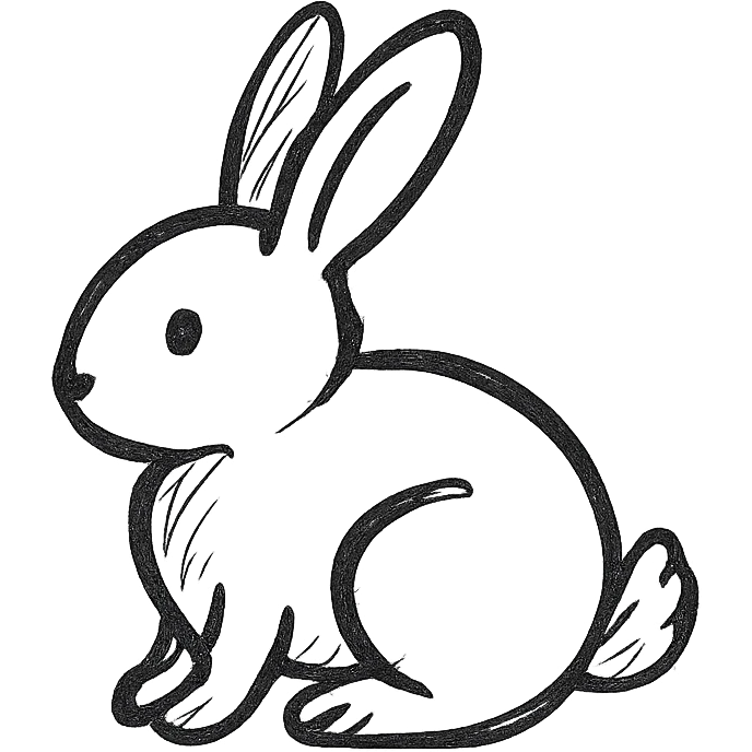 rabbit, minimalist black outline icon, no fill, simple lines emoji