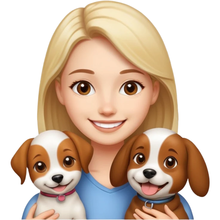 young woman with a cute dog, friends emoji