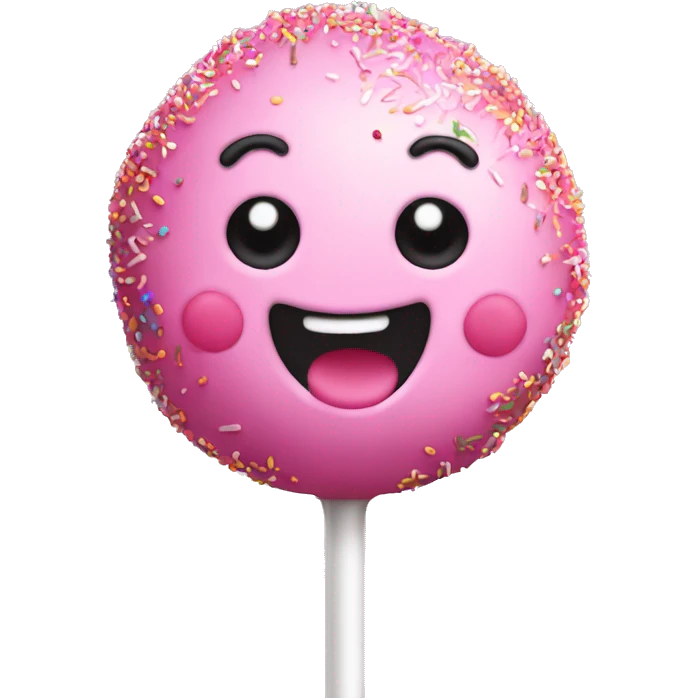Pink cake pop with sprinkles happy face emoji