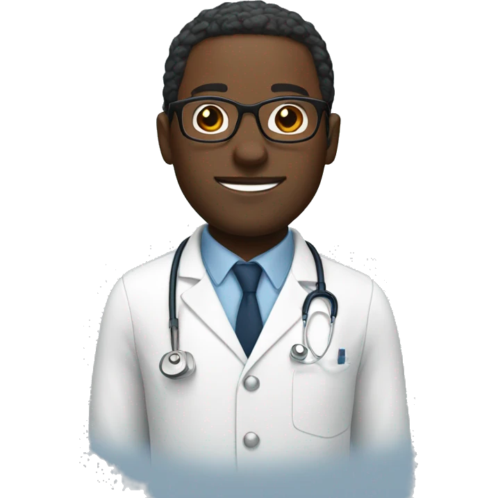 Black man with glasses in doctors outfit  emoji