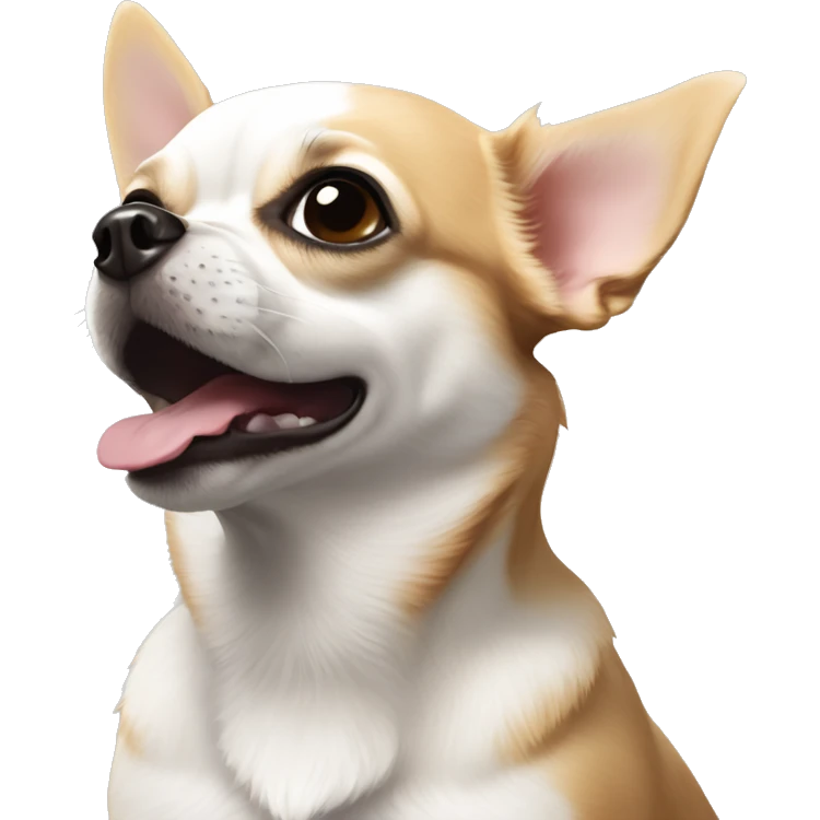 Perro Chihuahua blanco y negro, gordito y  alegre  emoji