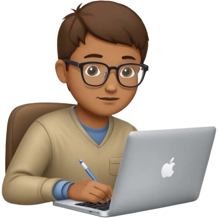 A developer writing code on his macbook emoji