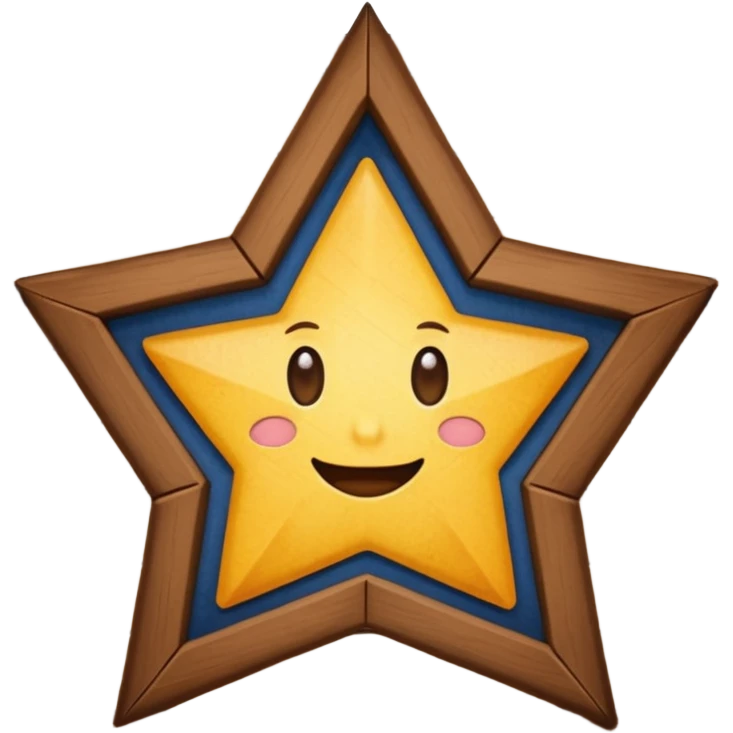 wooden wall picture frame of a star no eyes emoji