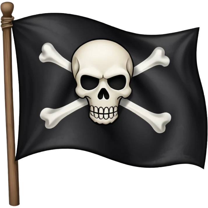 A black flag with a pirate symbol in the middle. emoji