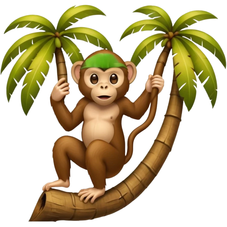 coconut tree with a monkey small emoji