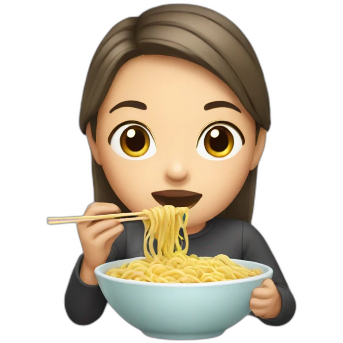 A girl eating noodles emoji