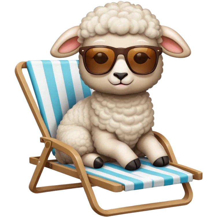 Lamb lying beside beach on chair with sunglasses  emoji