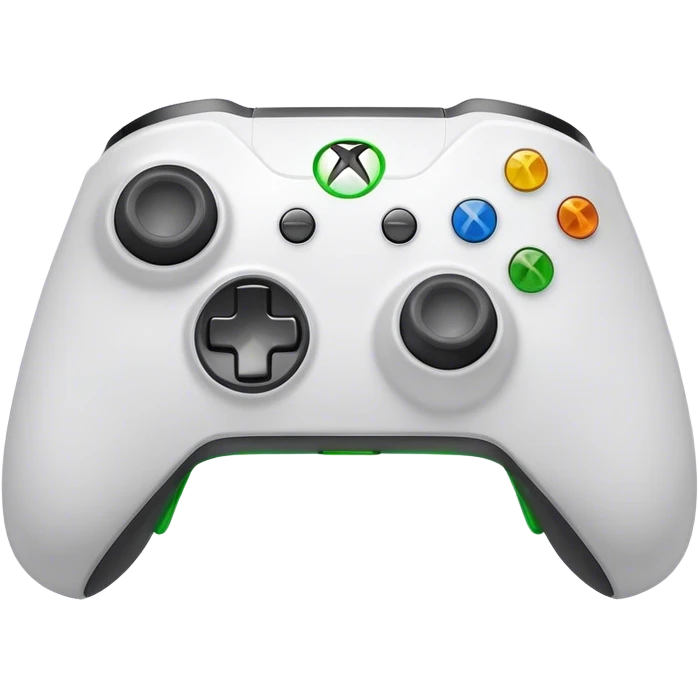Clash of Clans aesthetic: Cinematic Playful Xbox Controller (Original Duke) Portrait Emoji, rendered in a 3D vector-style similar to standard emojis with minimal shading and bold, simplified shapes. A compact, distinct form with signature details, softly glowing with a modern gaming energy charm. Simplified yet unmistakably iconic, highly detailed and consistent, glowing with a soft radiance and high shine. Stylized with a touch of next-gen innovation and a soft glowing outline, capturing the essence of a beloved gaming relic with a friendly, playful manner! emoji