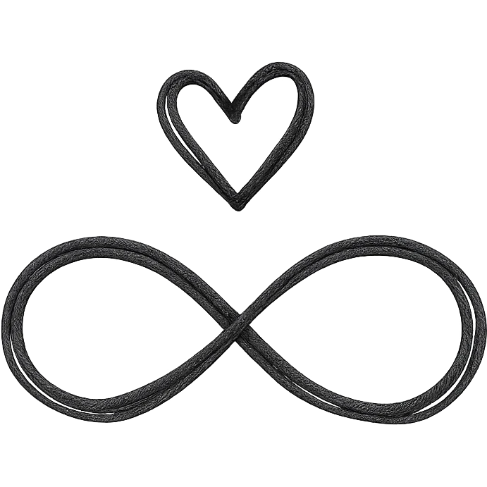 hand-drawn pink infinity symbol with strong outlines, stylized shadows and highlights, with a simple heart above the infinity symbol emoji