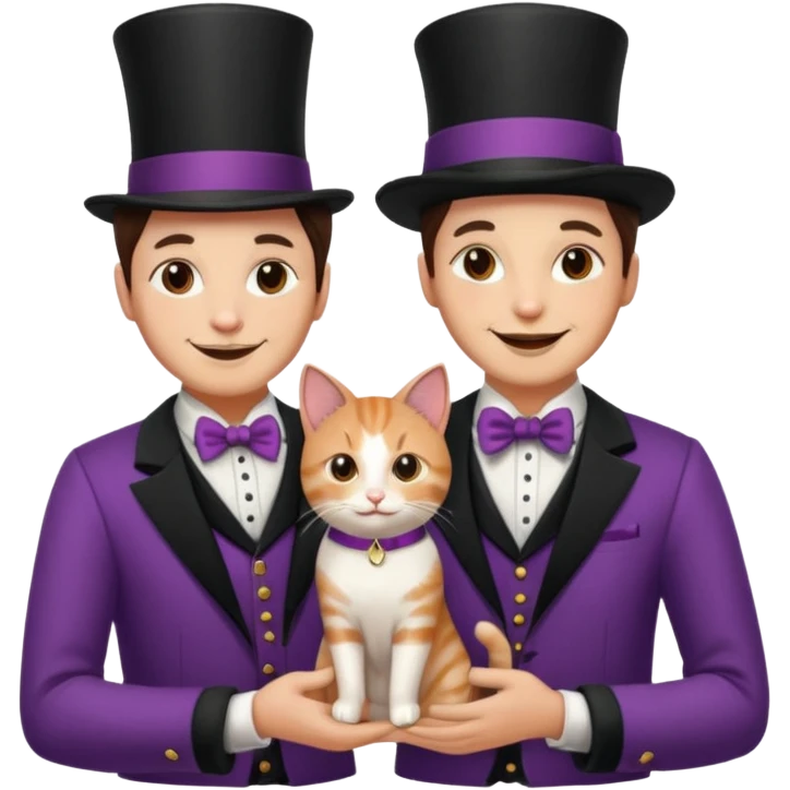 magician couple and their pet cat emoji