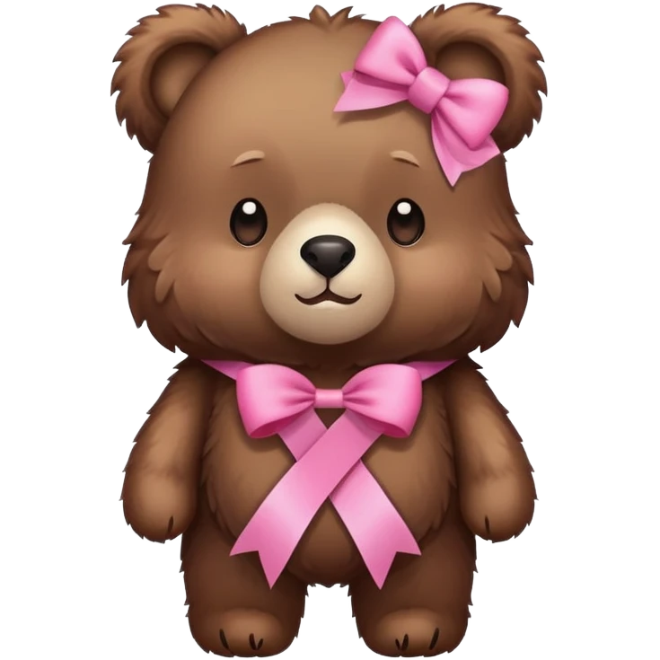 Bear wearing a pink ribbon emoji