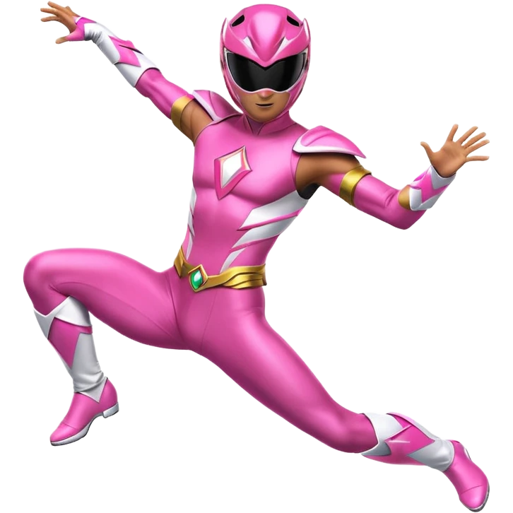 Pink Power Ranger with exaggerated motion lines in a powerful dance pose emoji