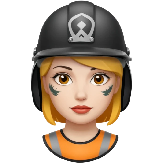 tattooed woman in helmets emoji
