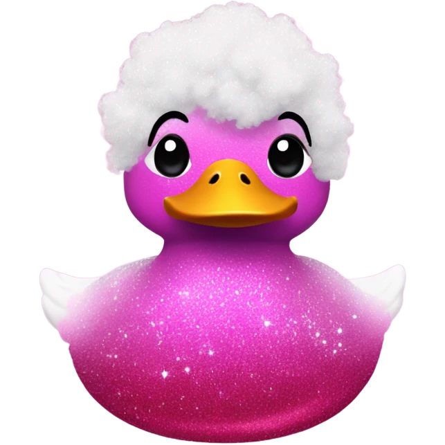 Pink ombre duck with glitter and an Afro emoji