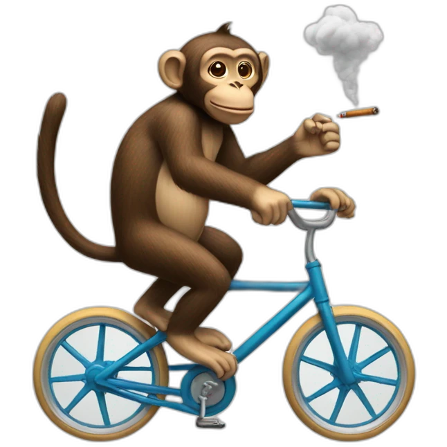 a monkey riding a unicycle while smoking emoji