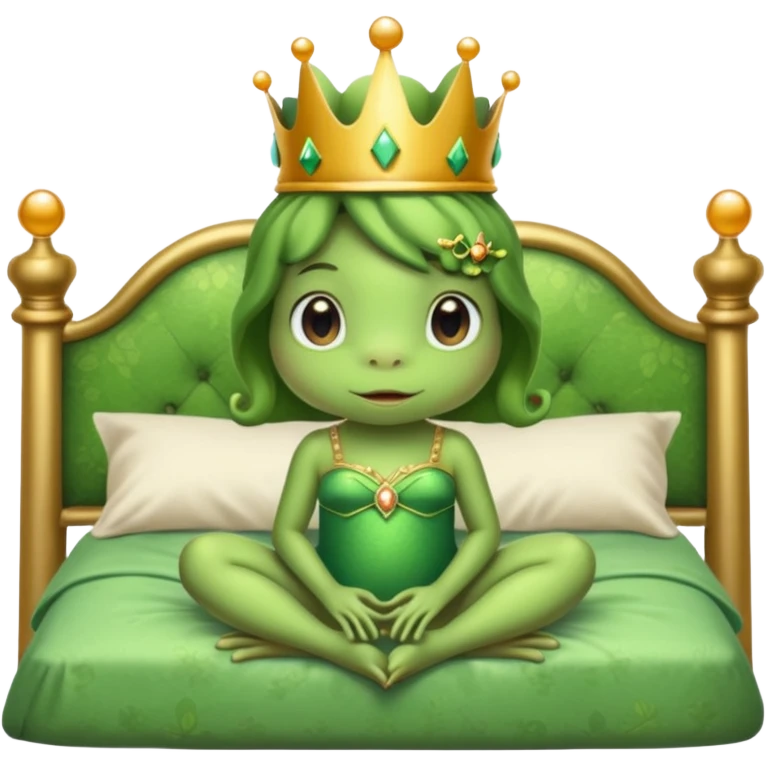 cute frog princess sitting on bed emoji