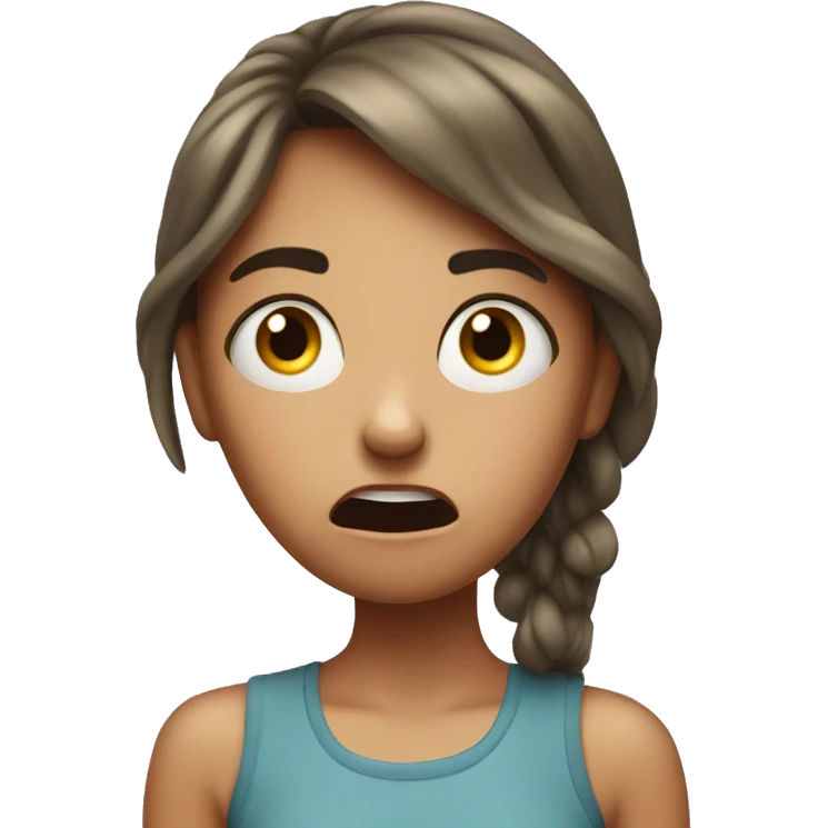 a girl who is horrified and experiences a cringe emoji