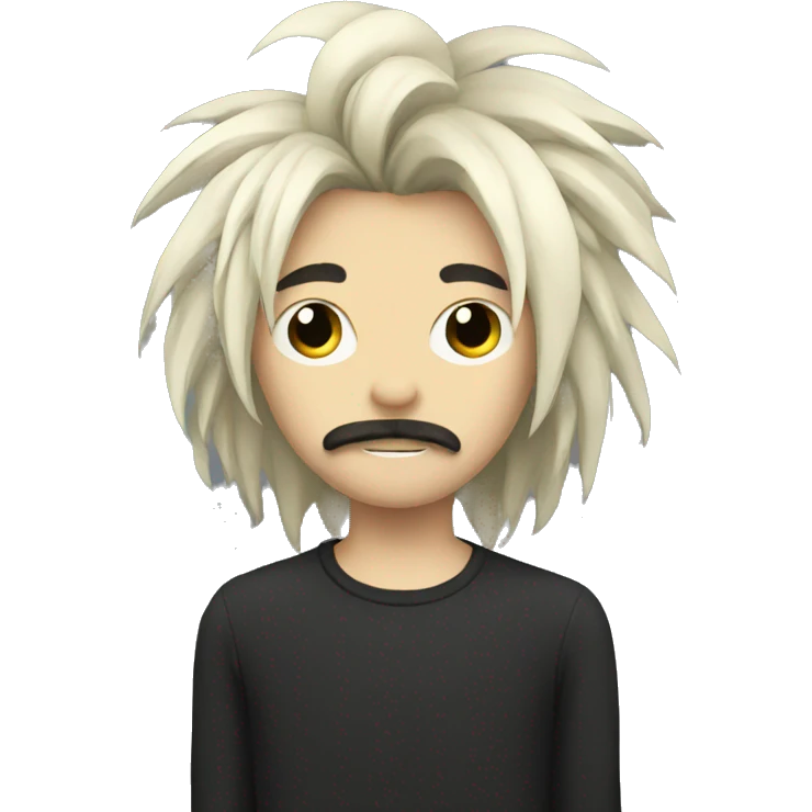 emo boy with long shaggy hair and moustache emoji
