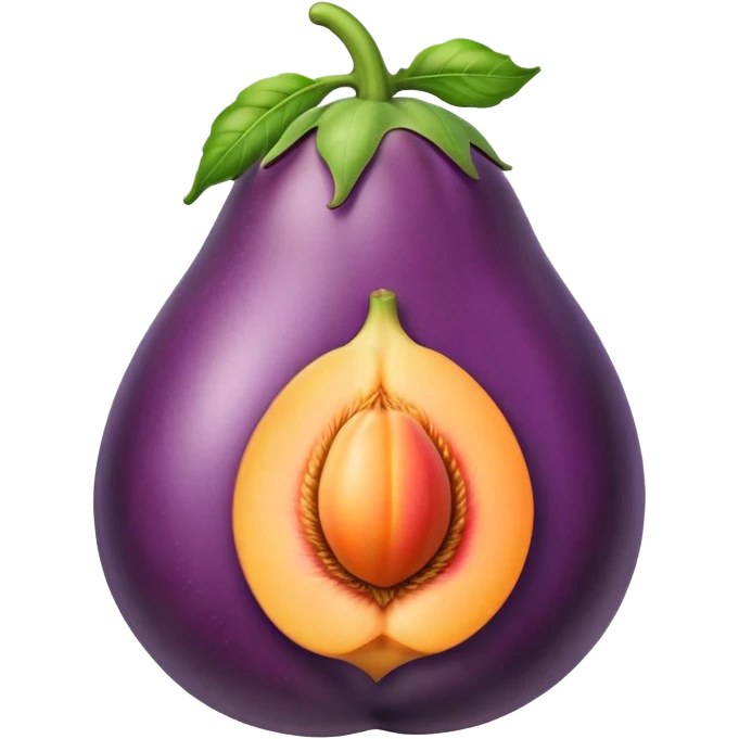 An eggplant inside a peach emoji