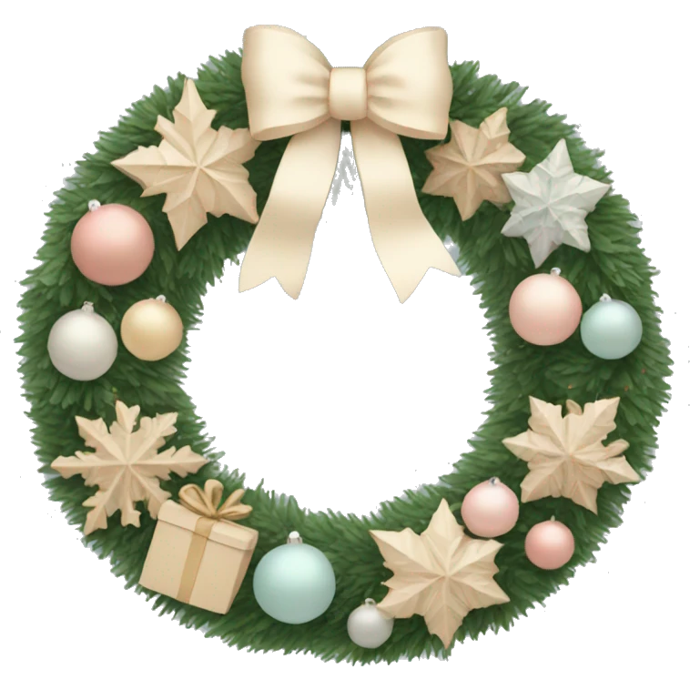 Pastel beige Christmas wreath emoji