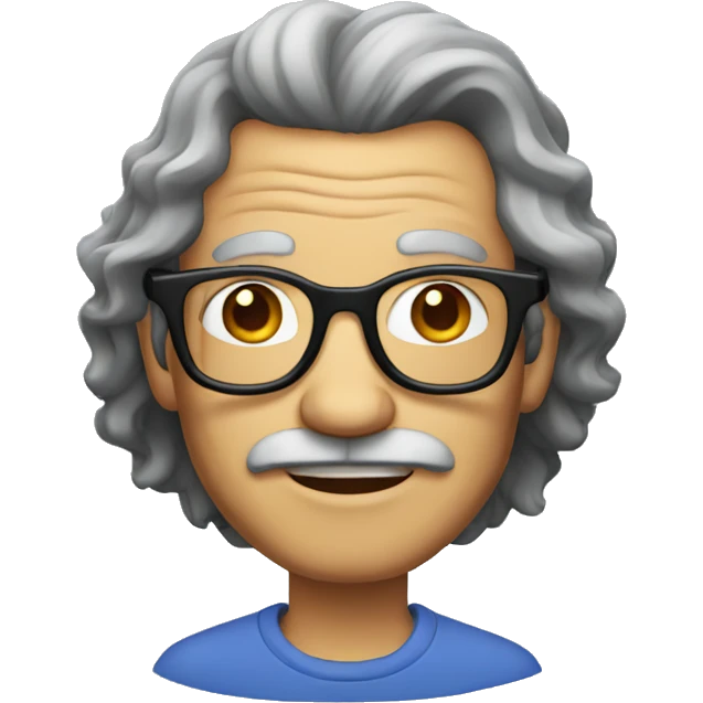 old men with glasses and curly long black hair emoji