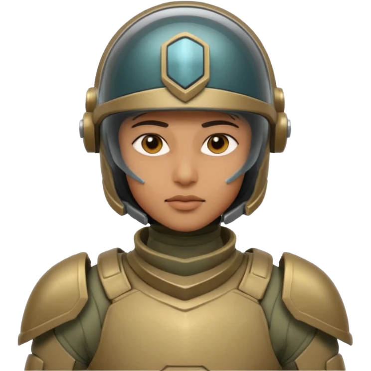 futuristic armored soldier human portrait, head and shoulders only, South Asian facial features, helmet visor, sci-fi armor details, 3D cartoon, mobile game icon style, clean background, no text, no watermark
 emoji
