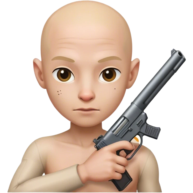 hairless with a gun emoji