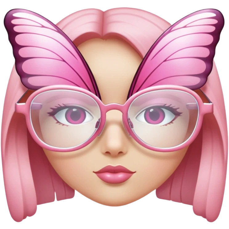 Y2K butterfly shaped pink frameless glasses, early 2000s fashion, no rim emoji