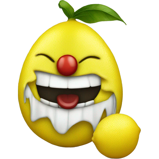 a lemon with a clown face emoji