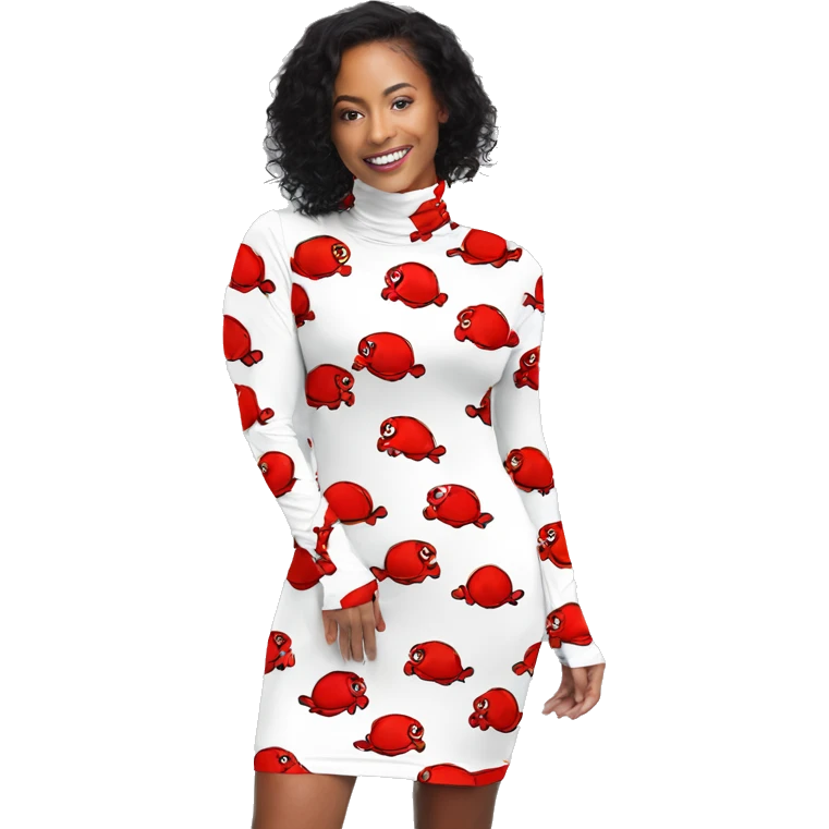 Red turtle neck long sleeve dress emoji
