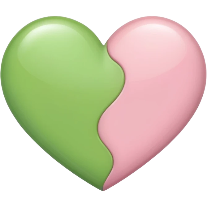 A half light green half light pink heart emoji