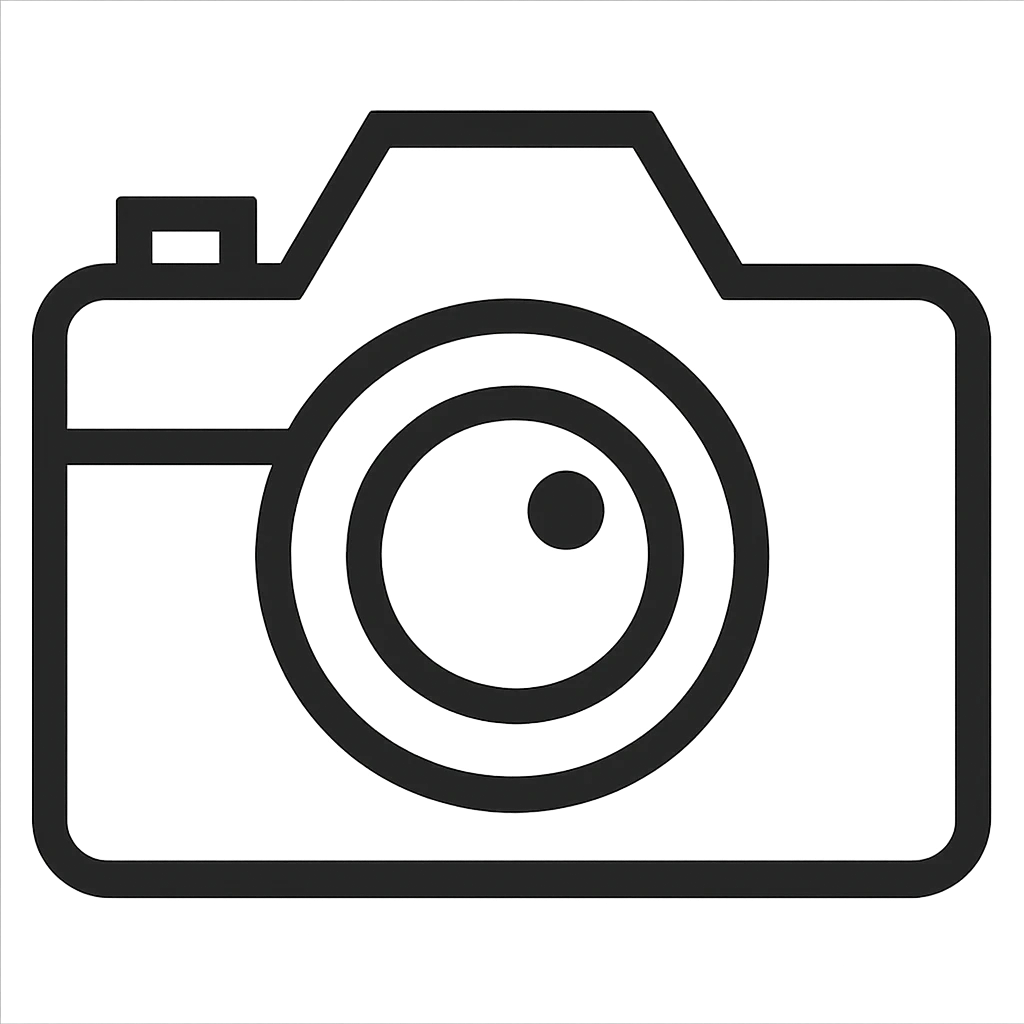 A camera icon with geometric shapes and clean lines emoji