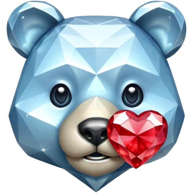 diamond bear with a red heart emoji