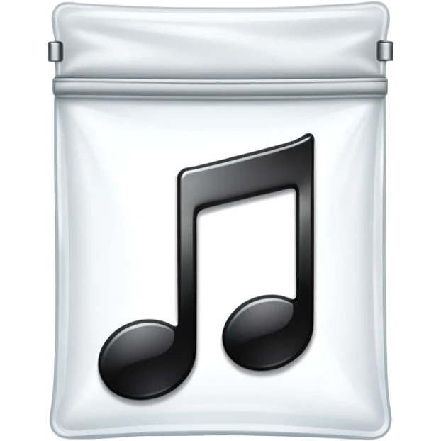 transparent ziplock bag with a black music note inside emoji