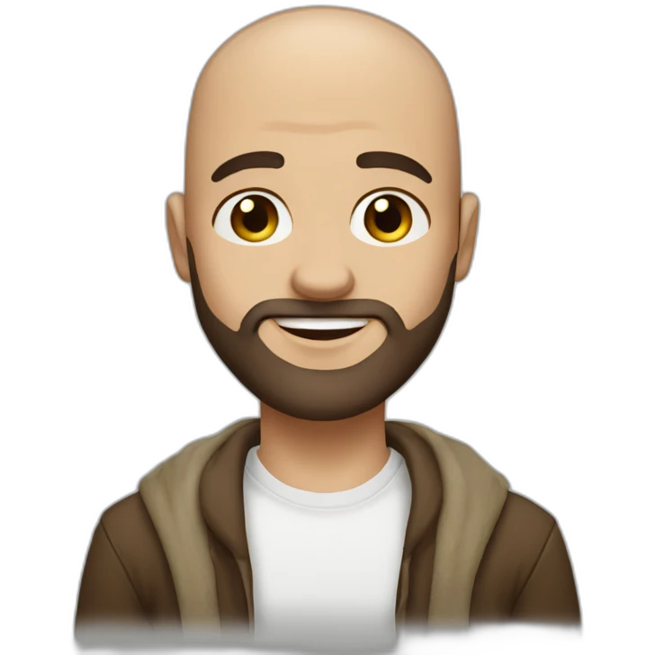 Daniel nass, brazilian, white skin, half bald, straight brown hair, bearded emoji