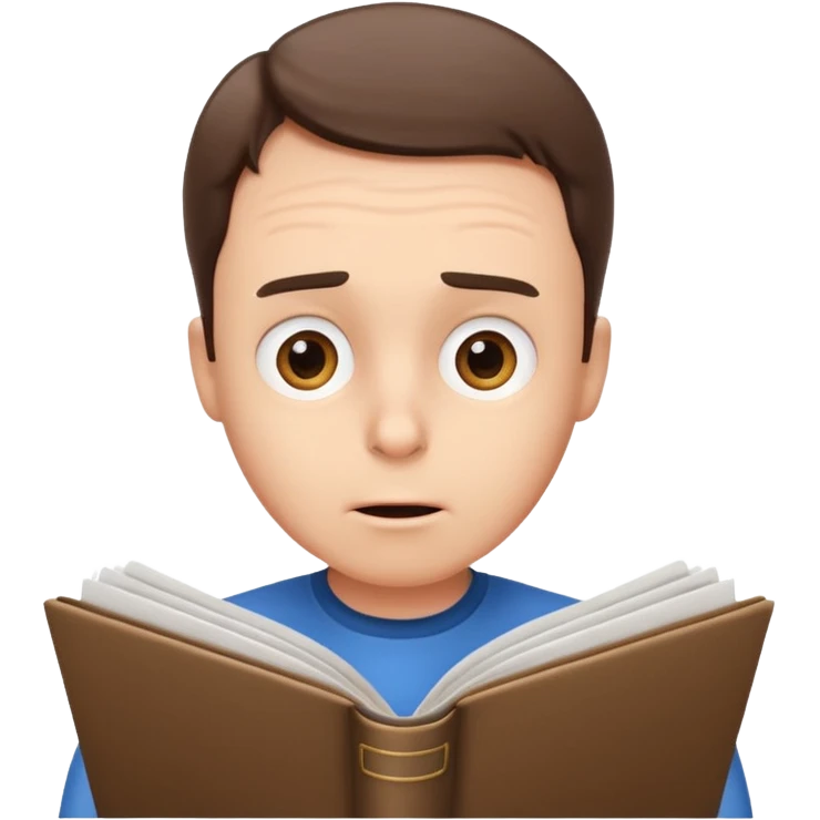 эмоджи  Шелдон (Теория большого взрыва) читает документы и удивляется emoji