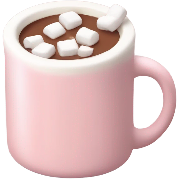 Light Pink mug of hot chocolate with marshmallows  emoji
