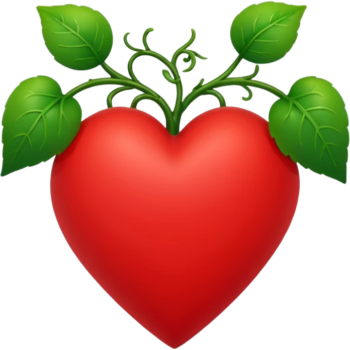 red heart with green vines growing around it and covering it up emoji